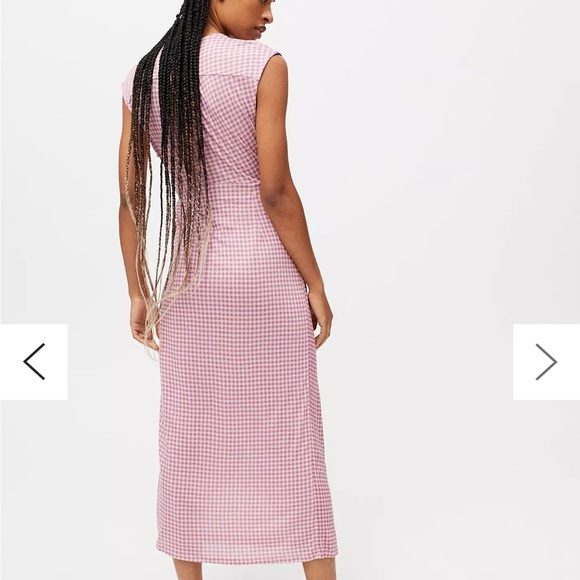Urban Outfitters UO Zina Gingham Wrap Midi Dress Medium Women’s Purple - Picture 8 of 8
